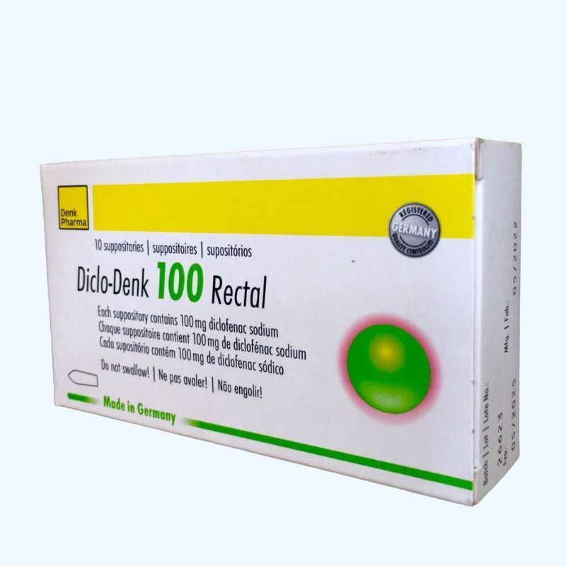 Diclo Denk 100mg Rectal Suppositories 10's